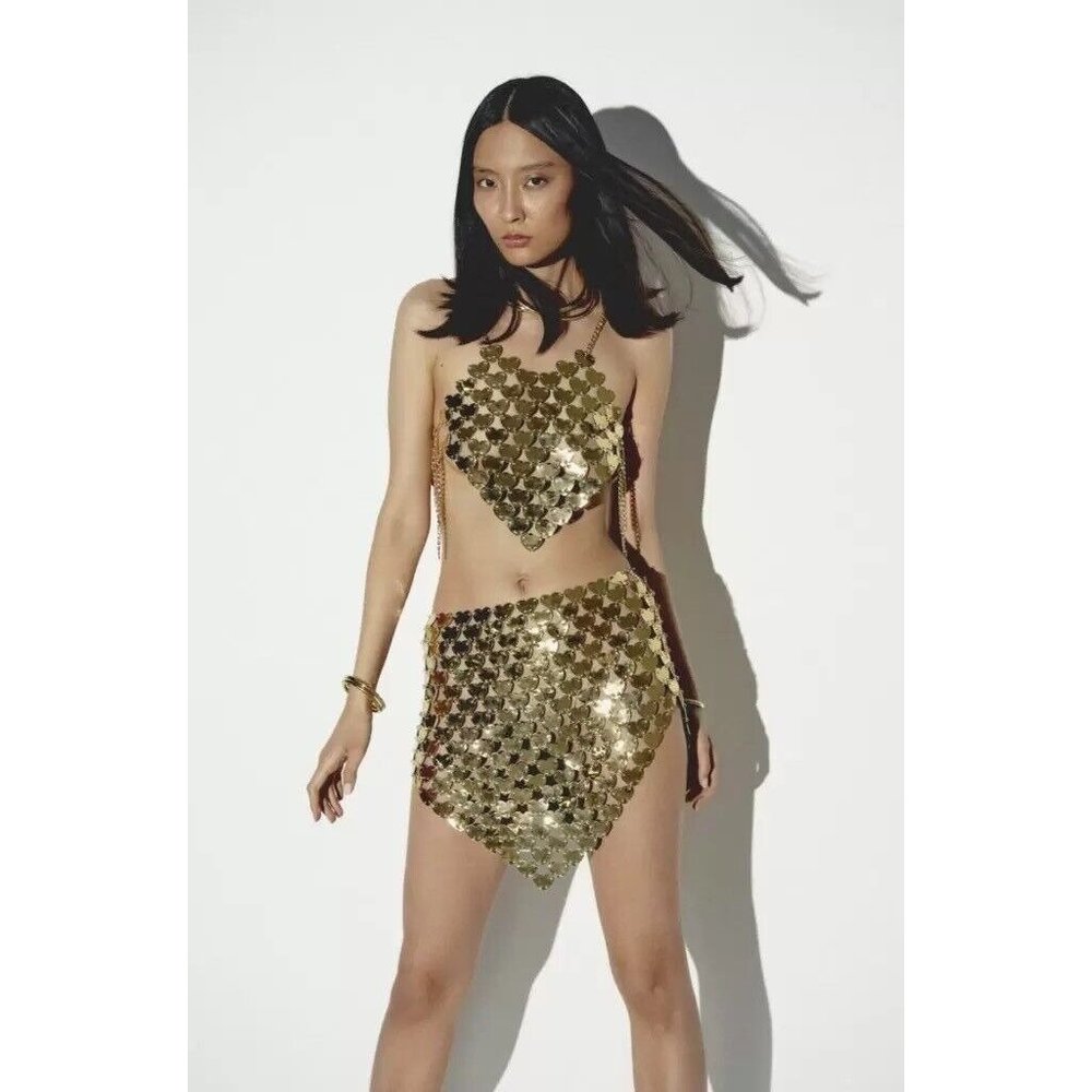 Santa Brands Heart Obsession Set Golden Skirt Top